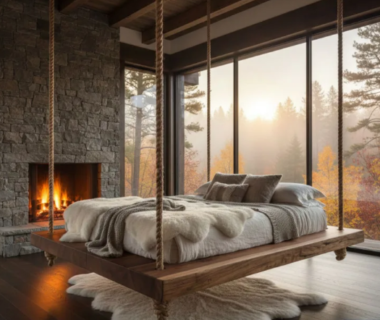 Hanging Wood Slab Bed: A Suspension of Nature, Comfort, and Design